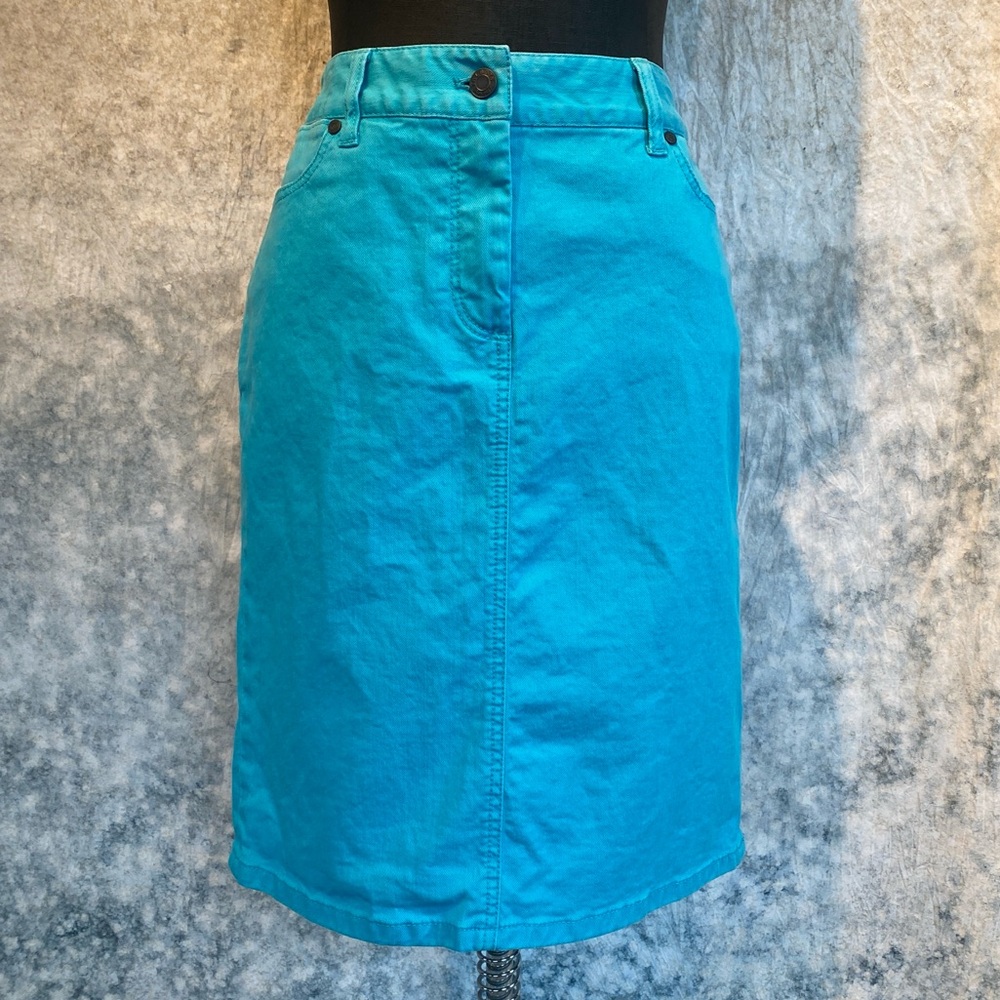 Talbots turquoise Denim Skirt size 6